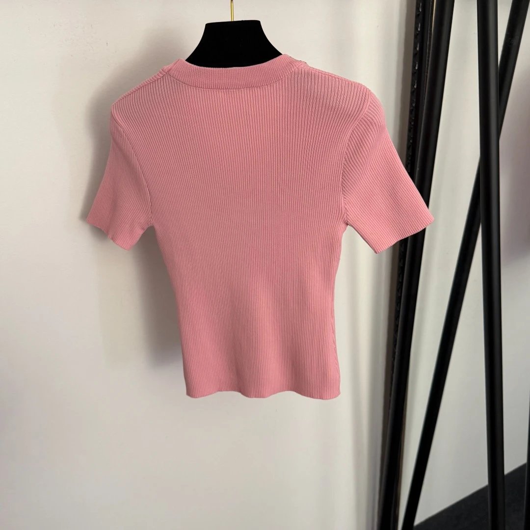 Miu Miu Embellished Ribbed Knit Crop Top White - 7