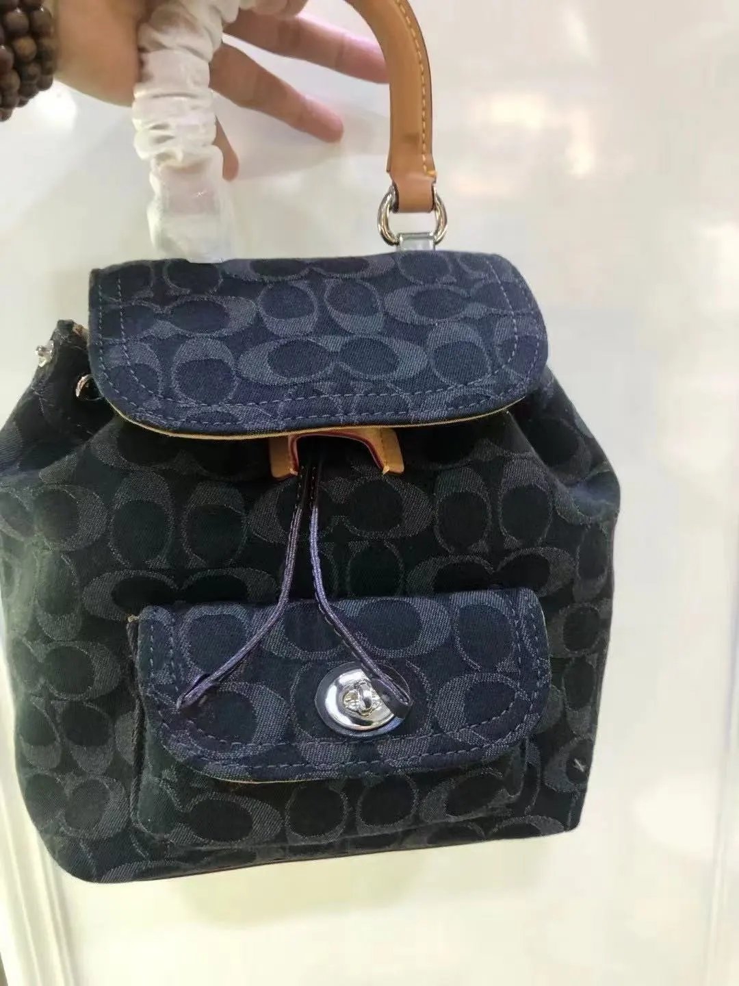 Coach Denim Signature Mini Backpack Blue - 3