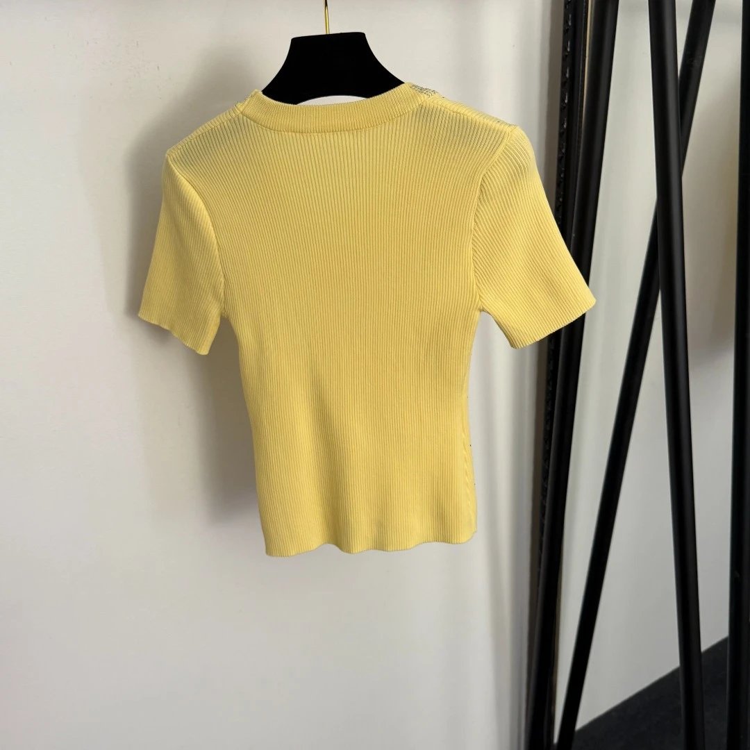 Miu Miu Embellished Ribbed Knit Crop Top White - 5