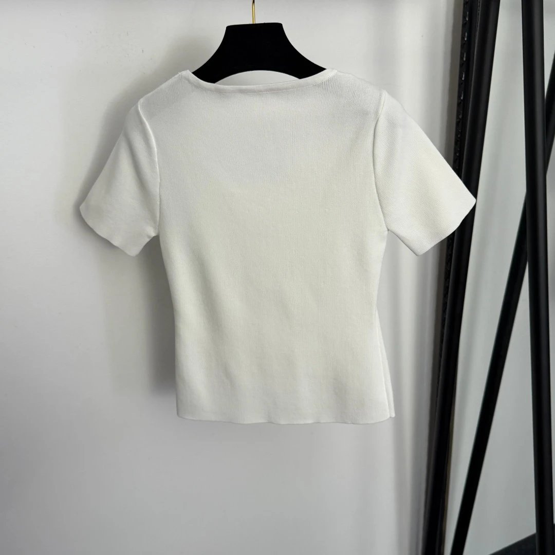 Maison Margiela Tabi Dot-Embellished Ribbed Knit Crop Top White - 11