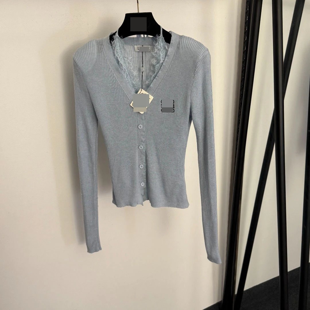 LOEWE Ribbed Knit V-Neck Cardigan Black - 6