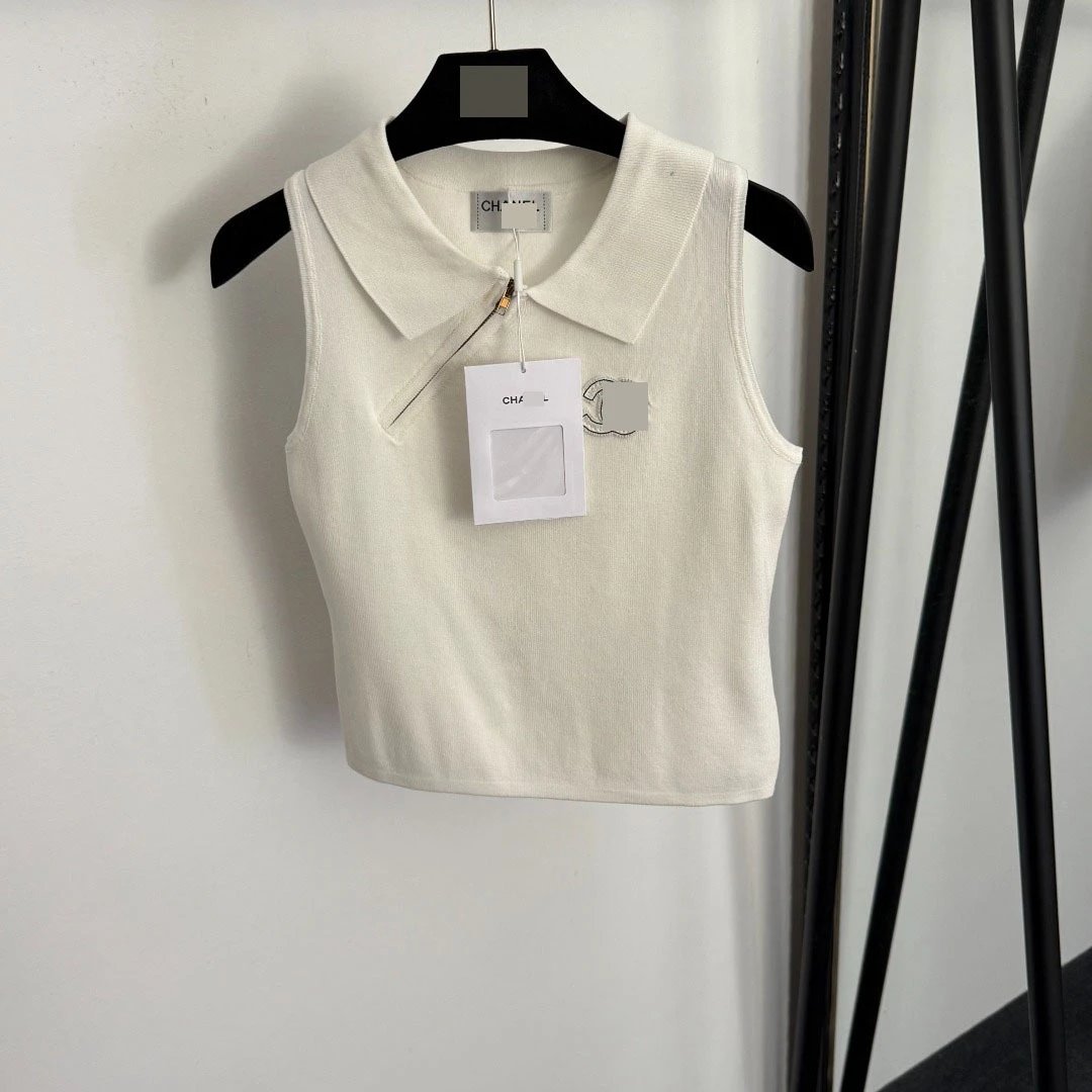 Chanel Collar Knit Vest Black - 8