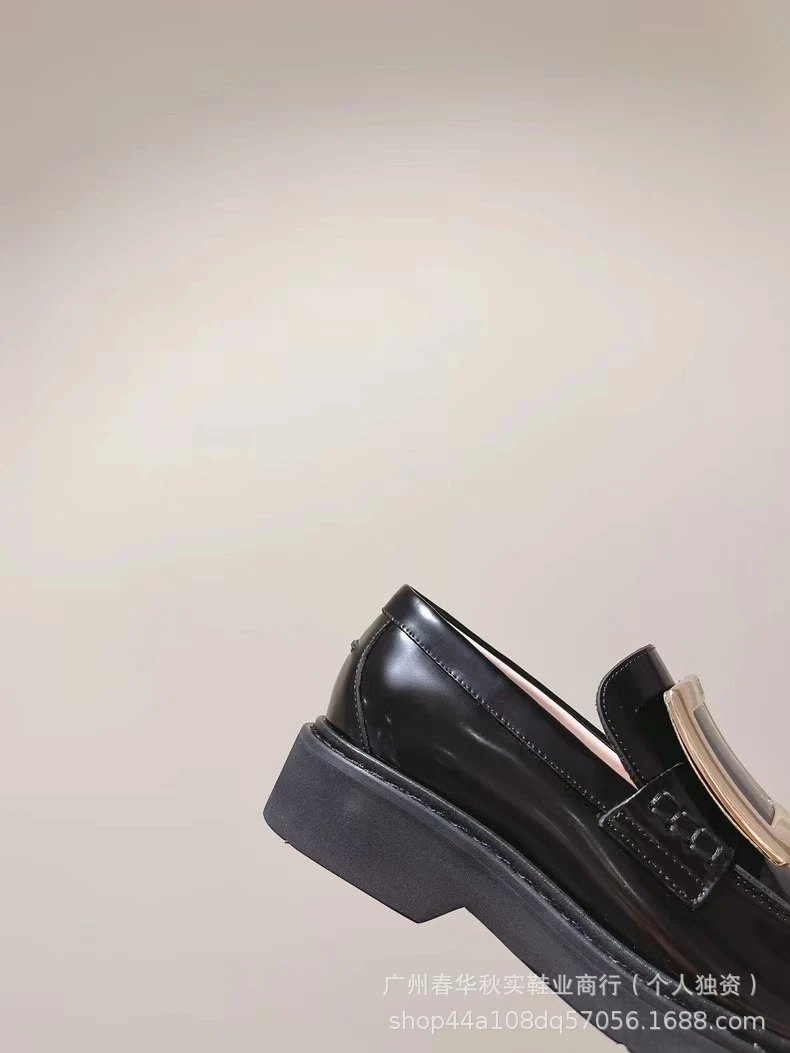 Black Crystal-Buckle Loafers - 13