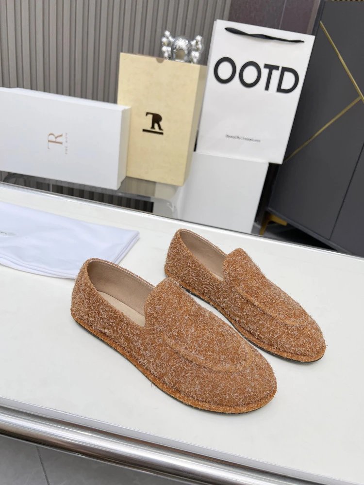 R Brand Suede Loafer Black Casual Shoes - 49