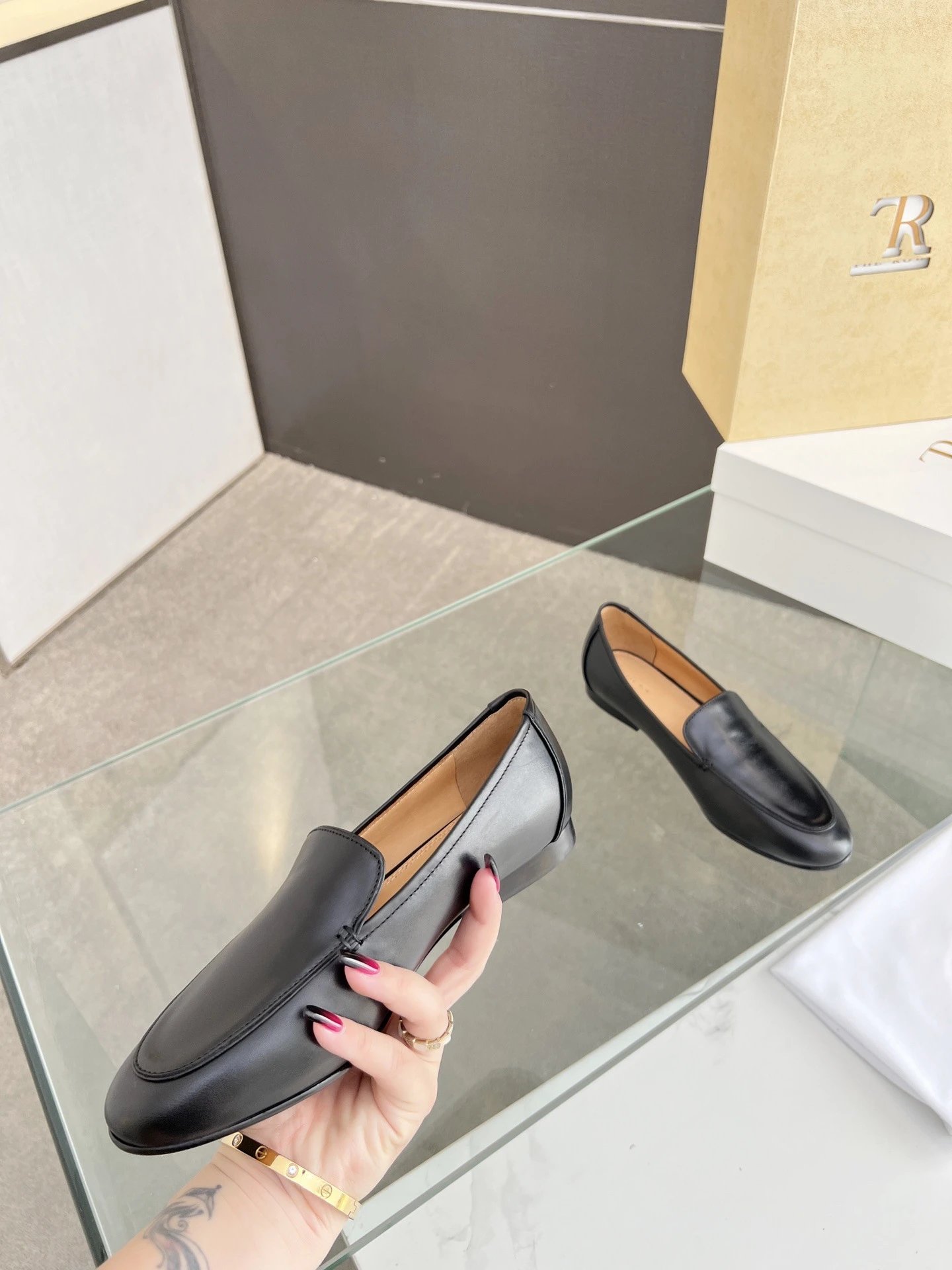 The Row Loafer Cream Leather Loafers - 9