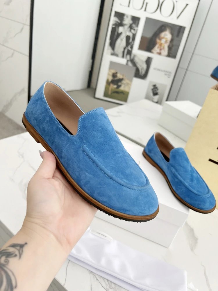 R Brand Suede Loafer Black Casual Shoes - 28