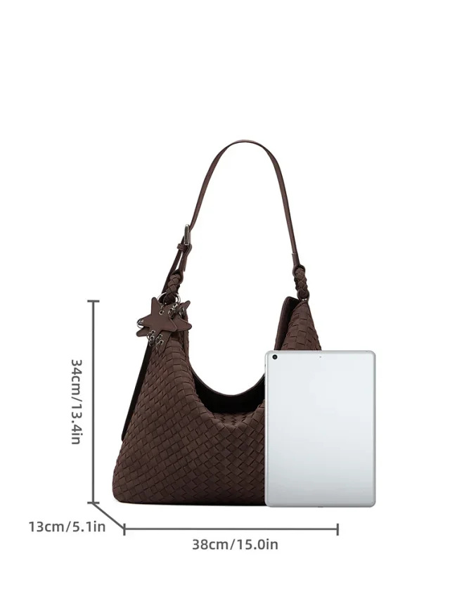 Unbranded Shoulder Bags Woven Hobo Bag with Braided Strap and Star Charm product detail image 10