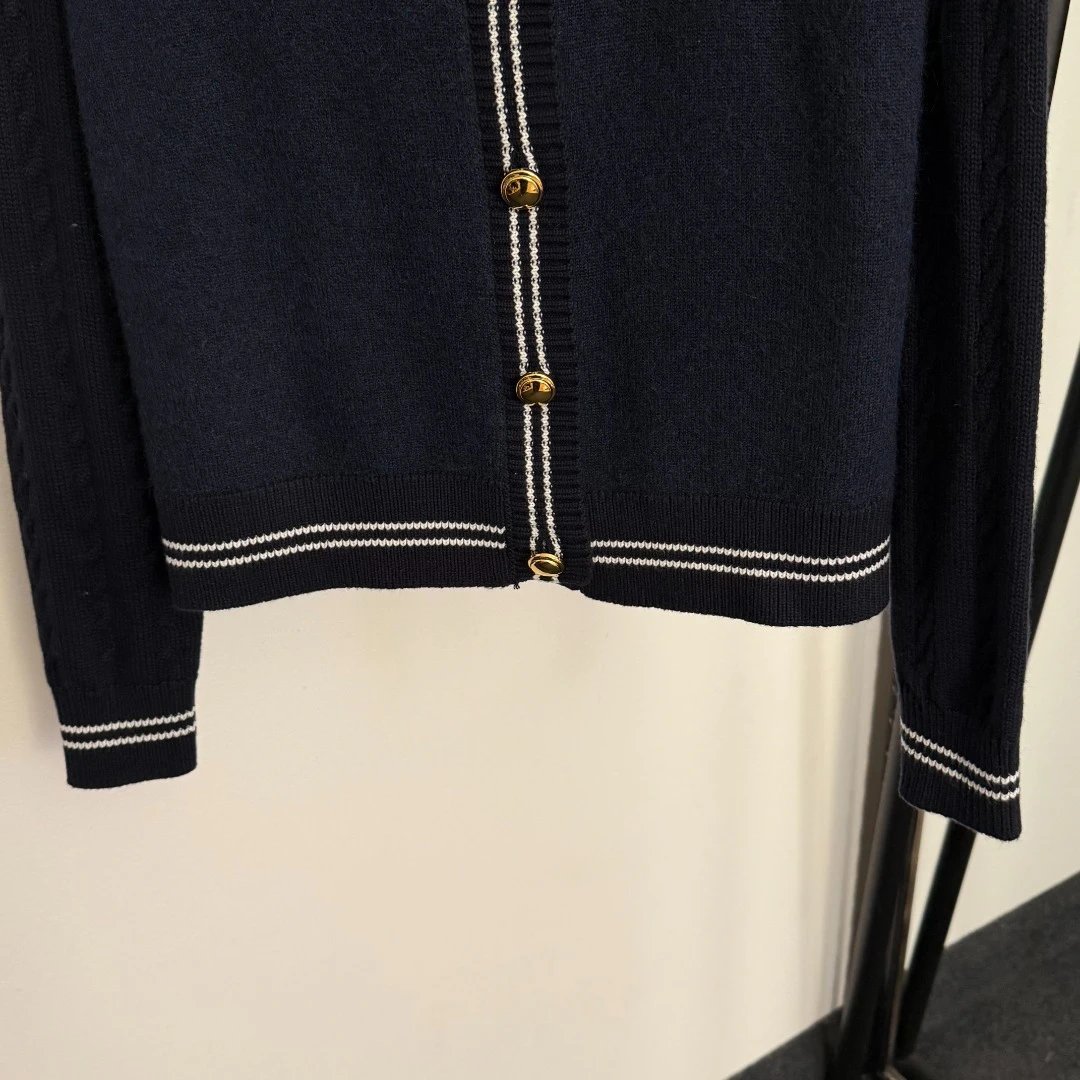 Miu Miu Sailor Collar Knit Cardigan Navy - 7