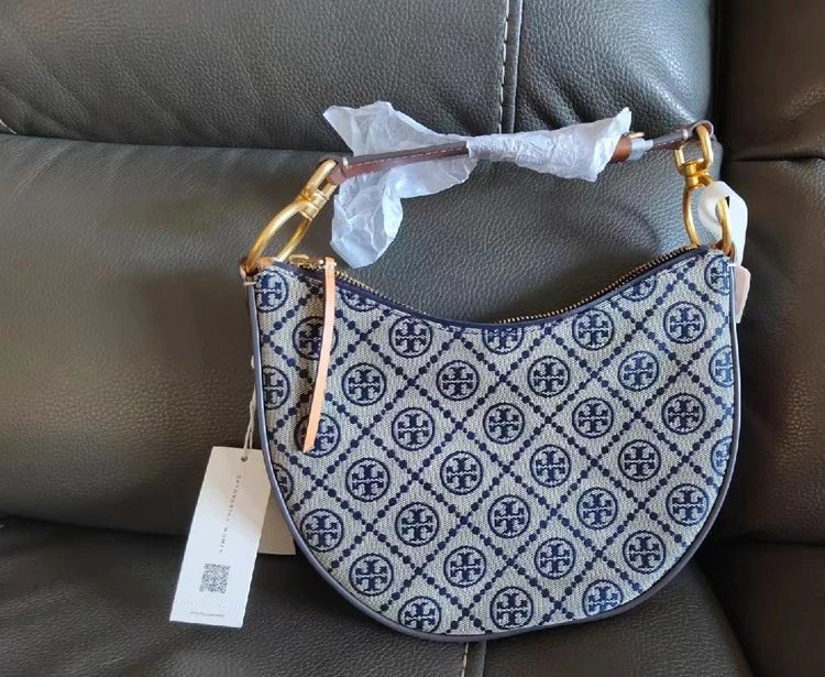 Tory Burch Miller Saddle Bag Beige Brown Monogram Crossbody Bag - 12