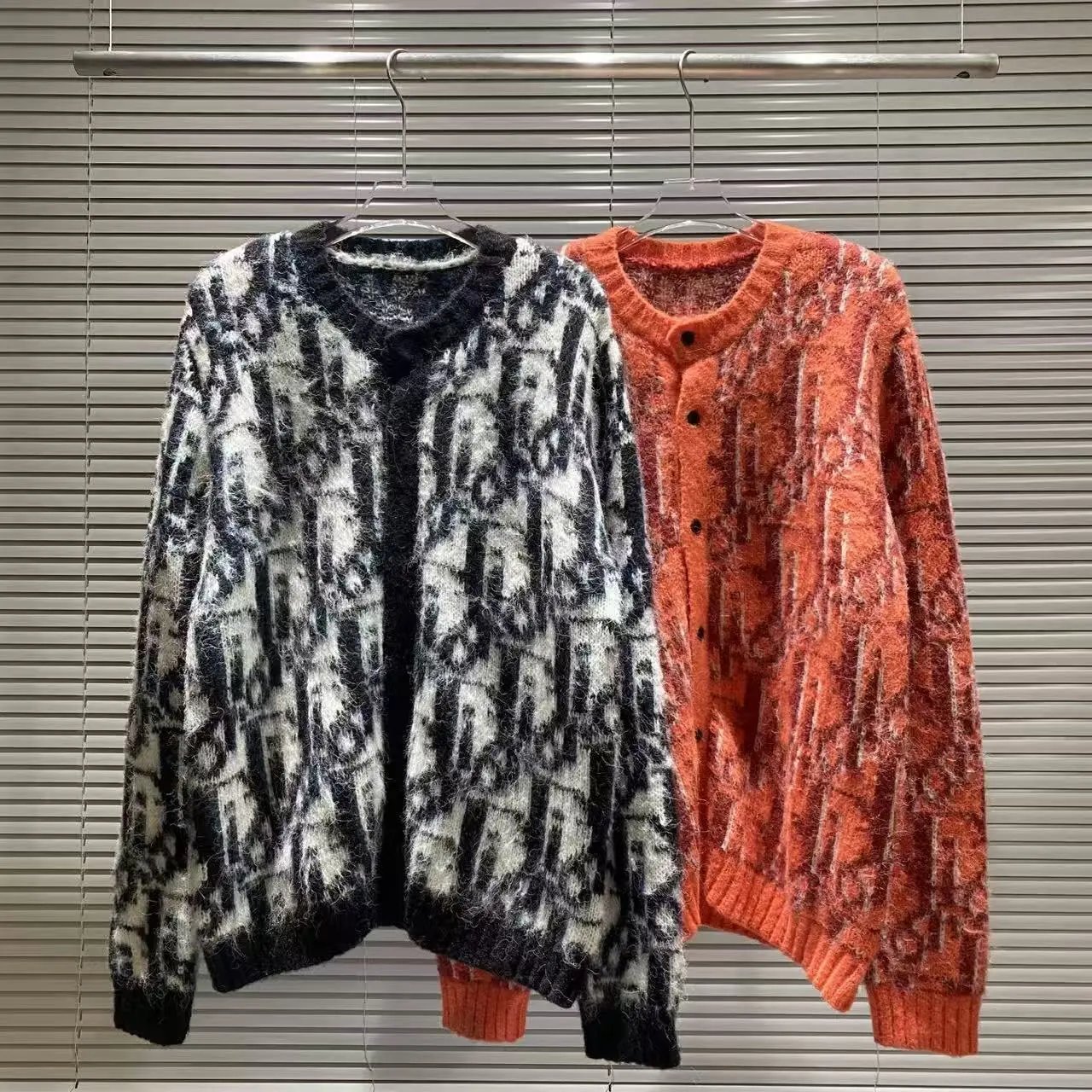 Off-White Architectural Pattern Knit Sweater Navy and Cream - 5