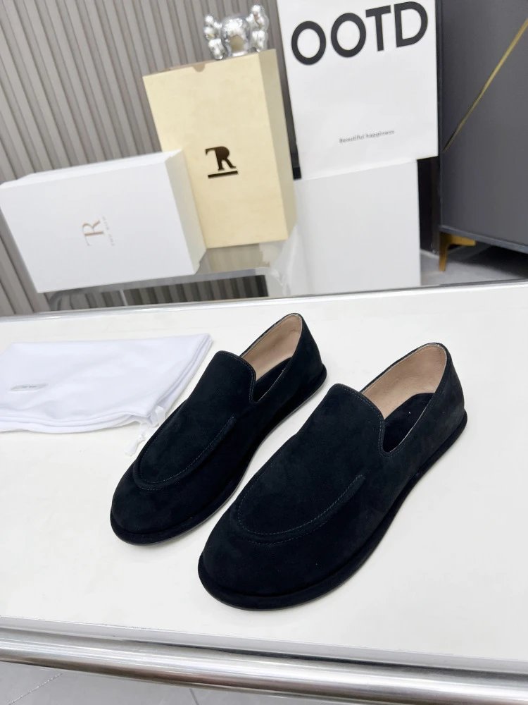 R Brand Suede Loafer Black Casual Shoes - 7