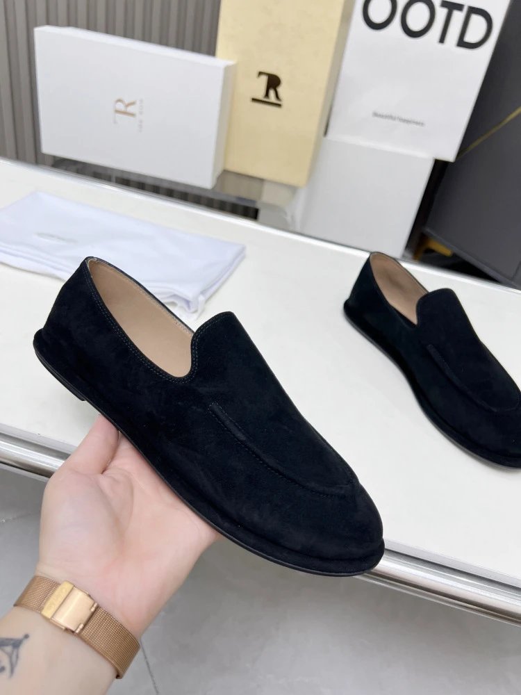 R Brand Suede Loafer Black Casual Shoes - 9