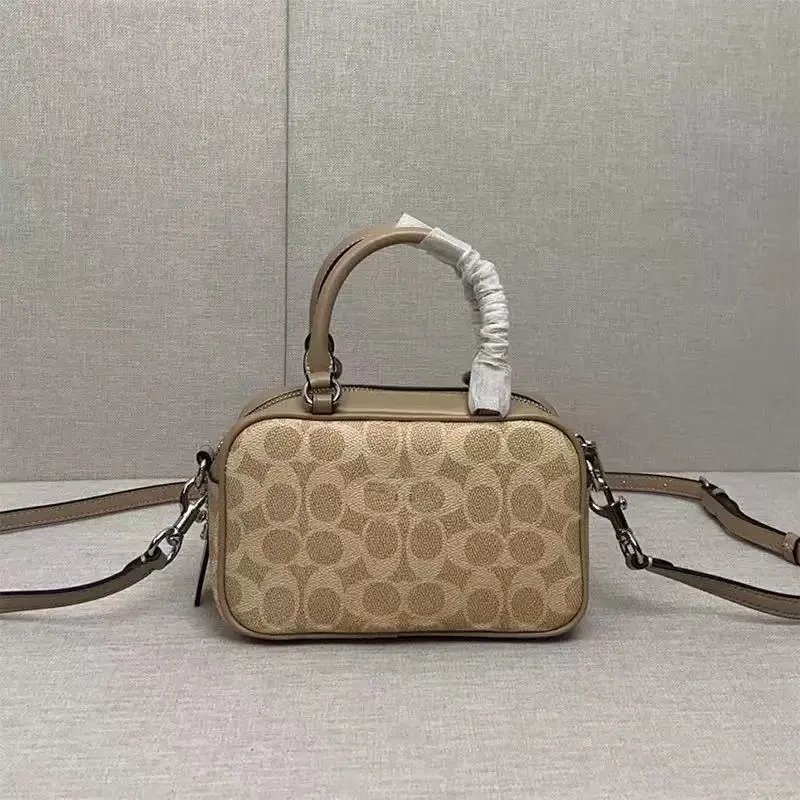 Coach Mini Box Bag Beige Signature Canvas Handbag - 6