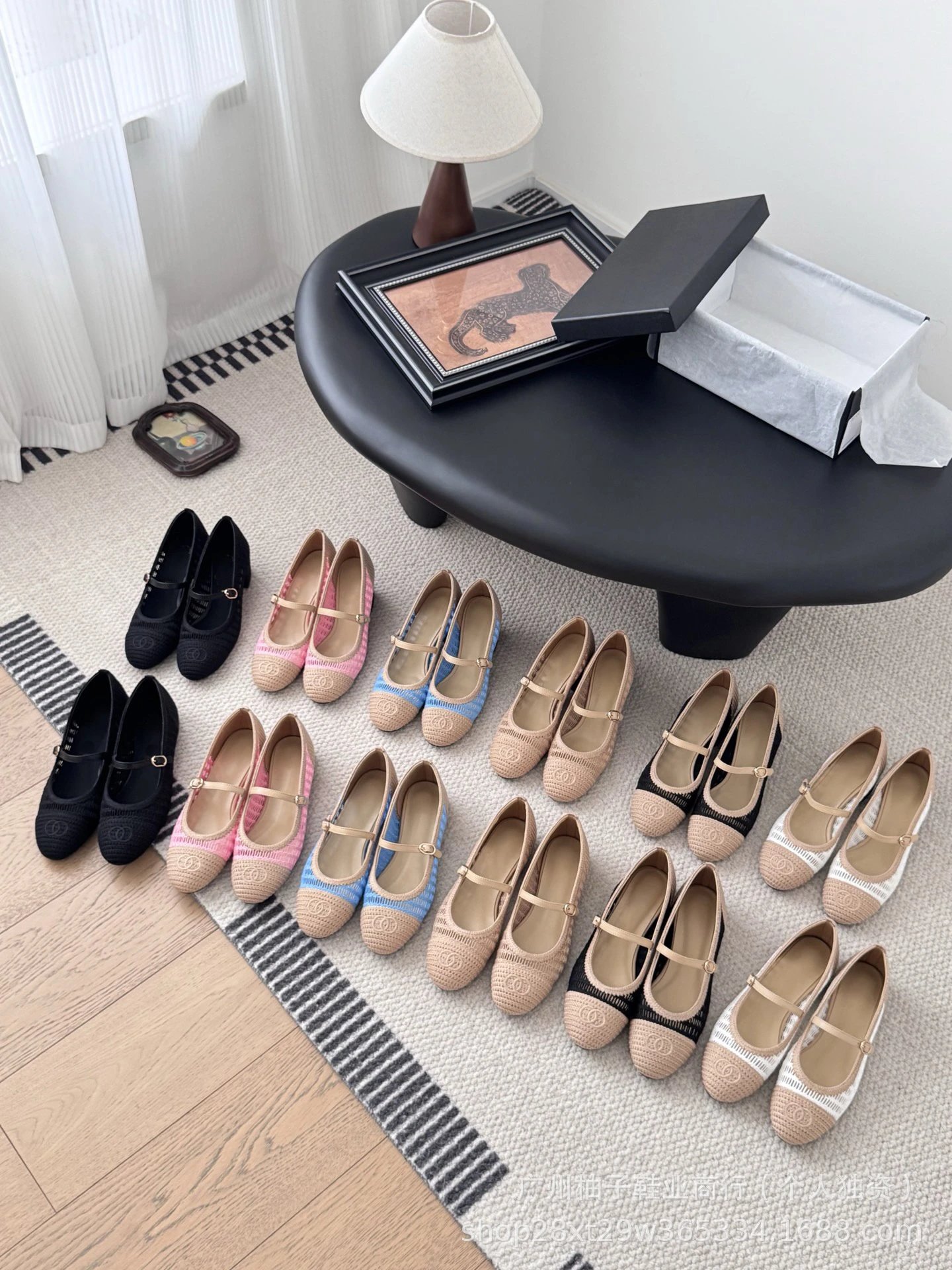 Chanel Mary Jane Block Heel Knit Black Shoes - 2