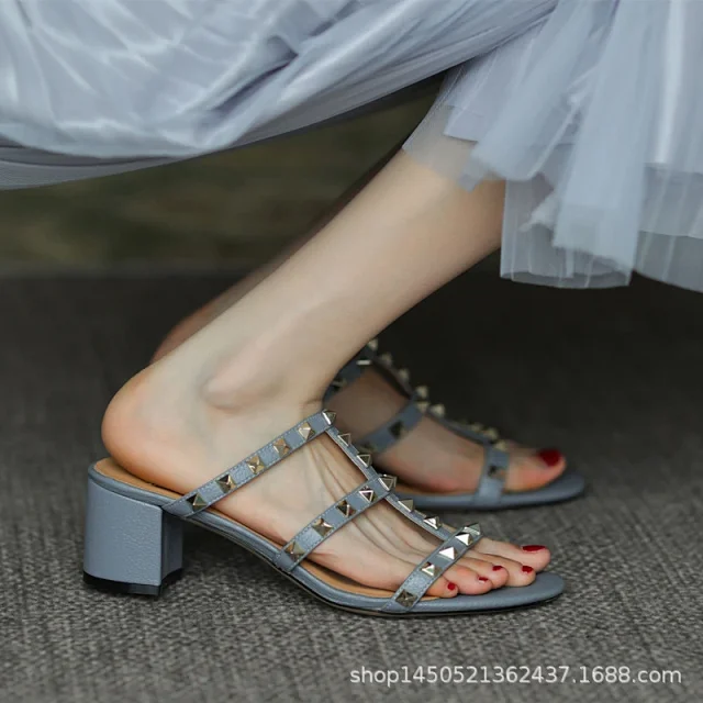 Unbranded Sandals Studded multi-strap open-toe slide product detail image 6