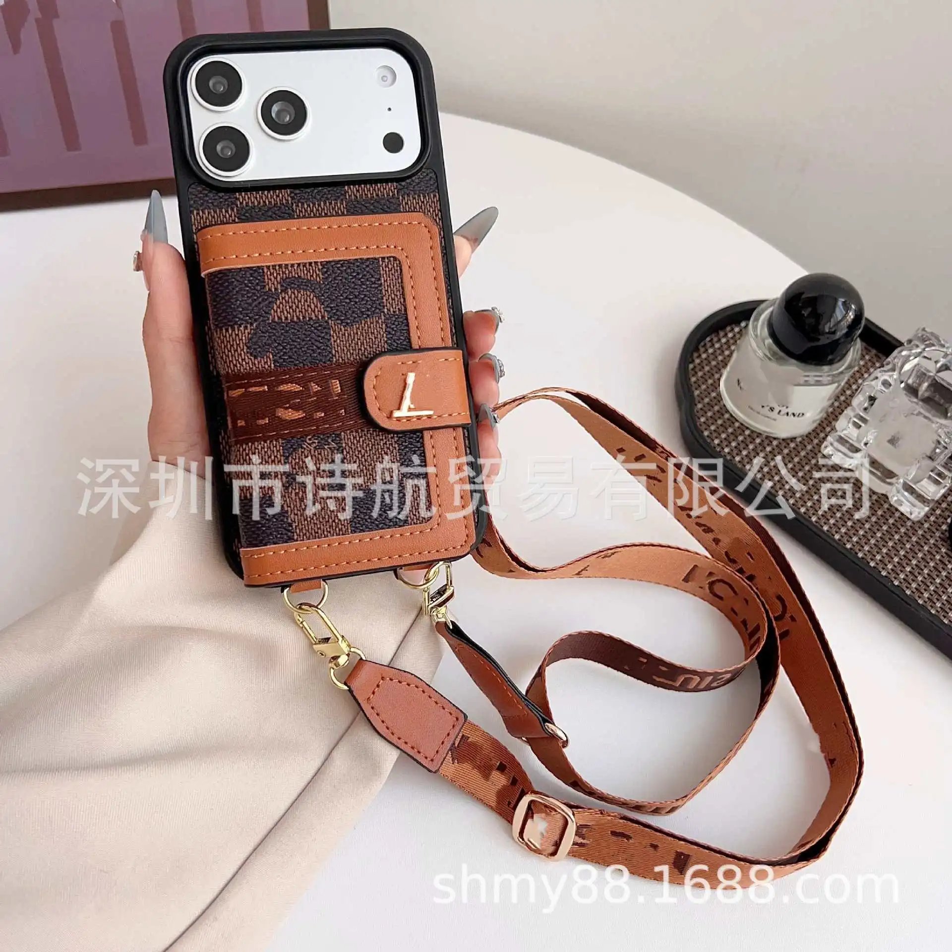 Louis Vuitton Phone Cases Card Holder Case with Detachable Crossbody Strap — 1
