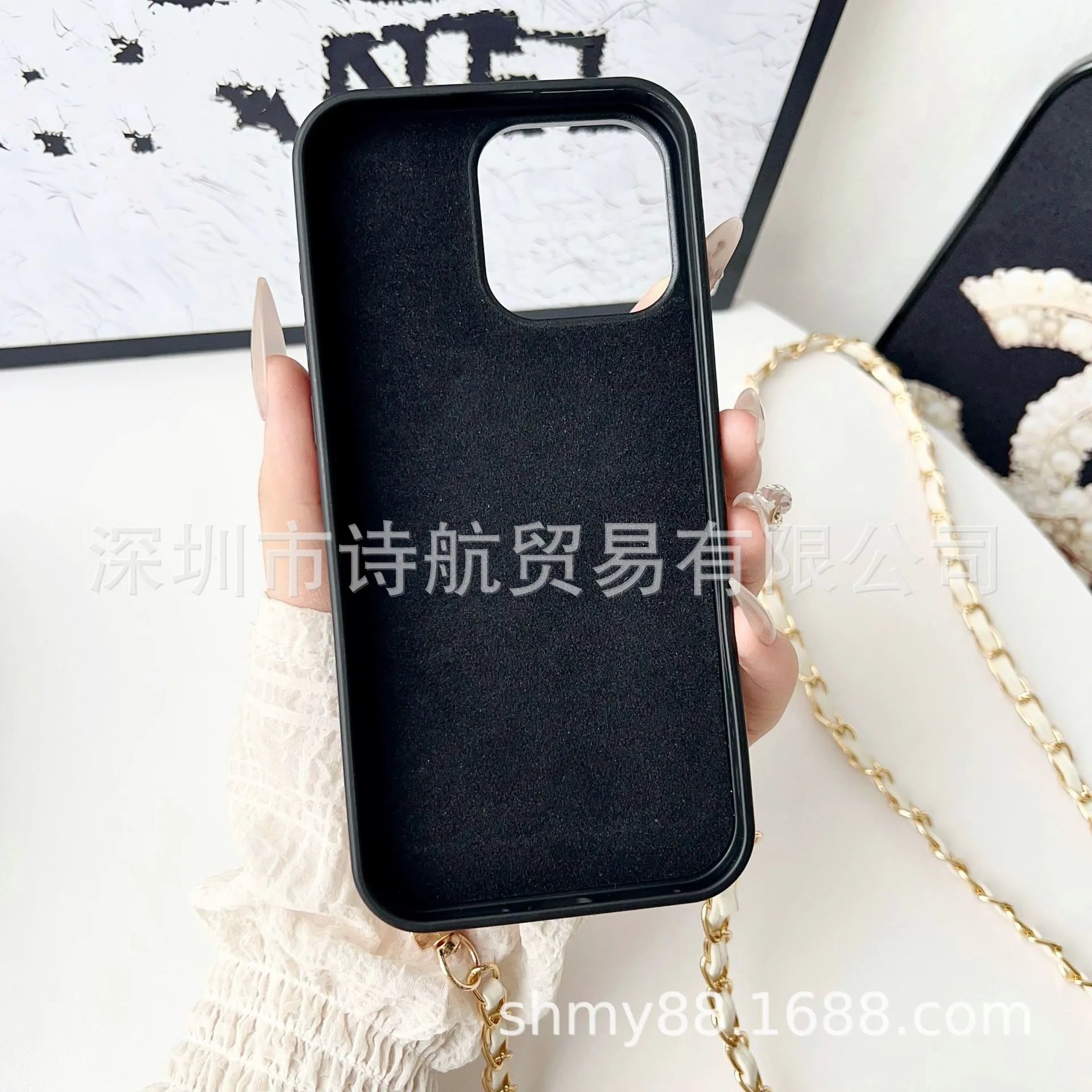 Chanel-Inspired Quilted Chain Phone Case Black Crossbody Phone-Accessories - 9