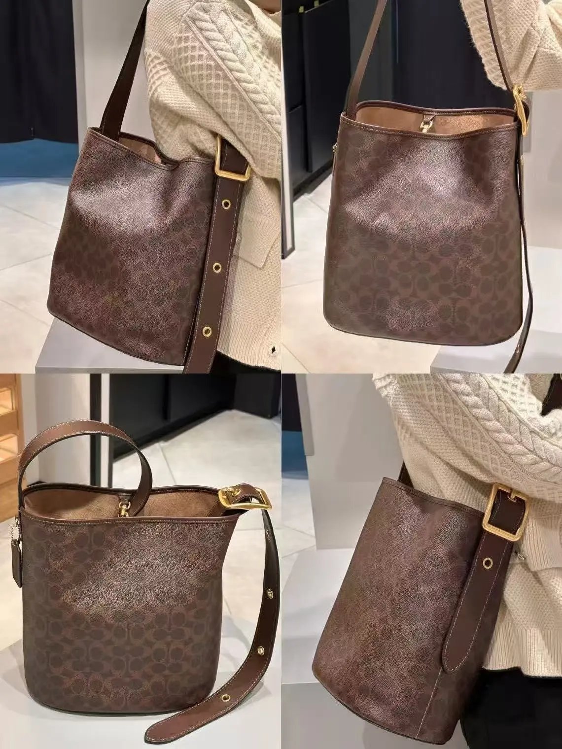Coach Signature Canvas Bucket Bag Beige - 8