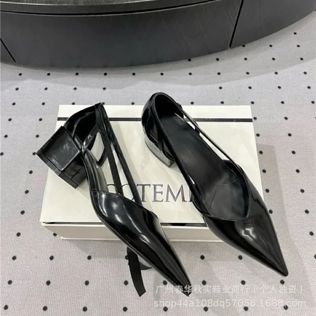 Unbranded High Heels Pointed-Toe Cutout Block-Heel Pumps product detail image 8