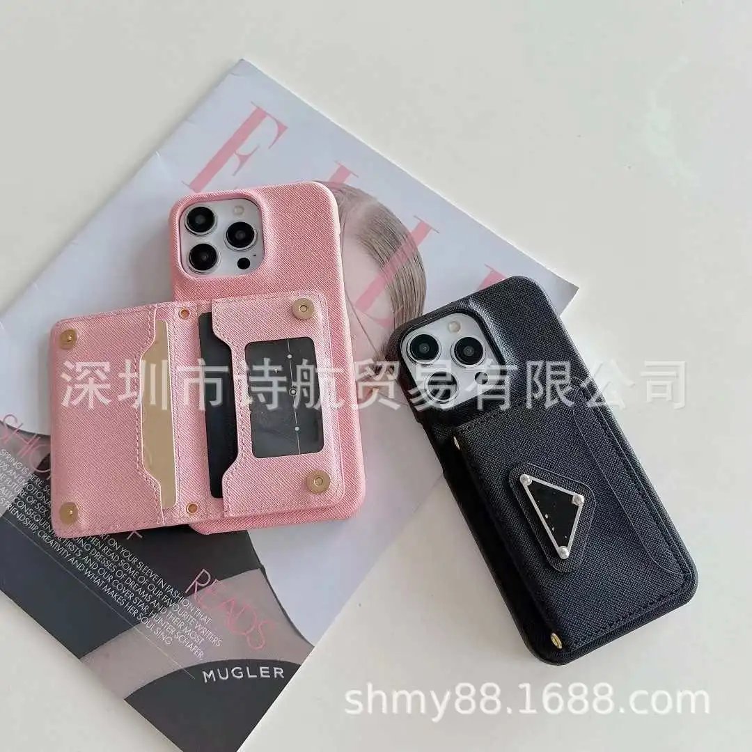 Prada-Style Triangle Cardholder Phone Case Pink Phone-Case - 7