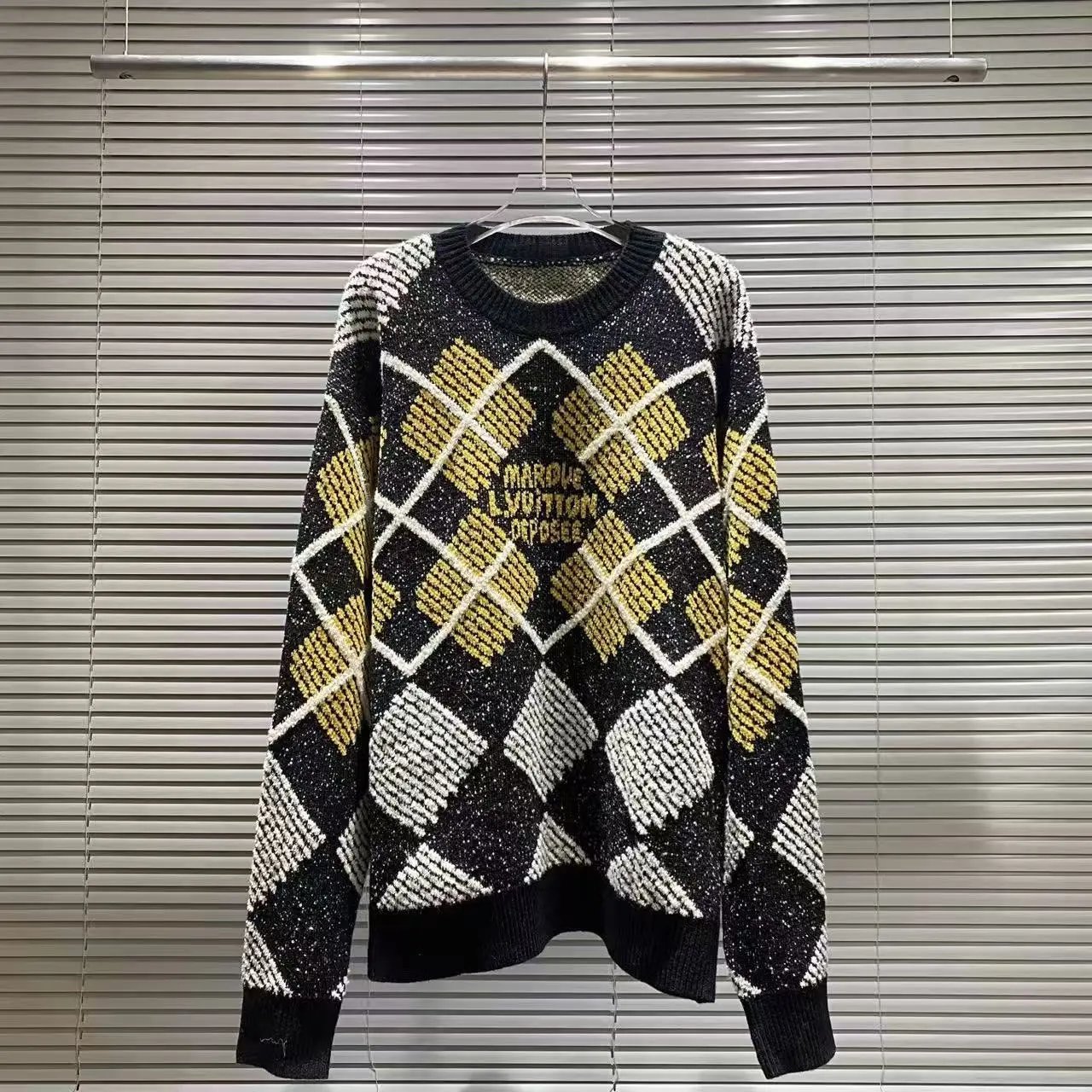 Off-White x Louis Vuitton Inspired Fuzzy Knit Sweater Black - 11