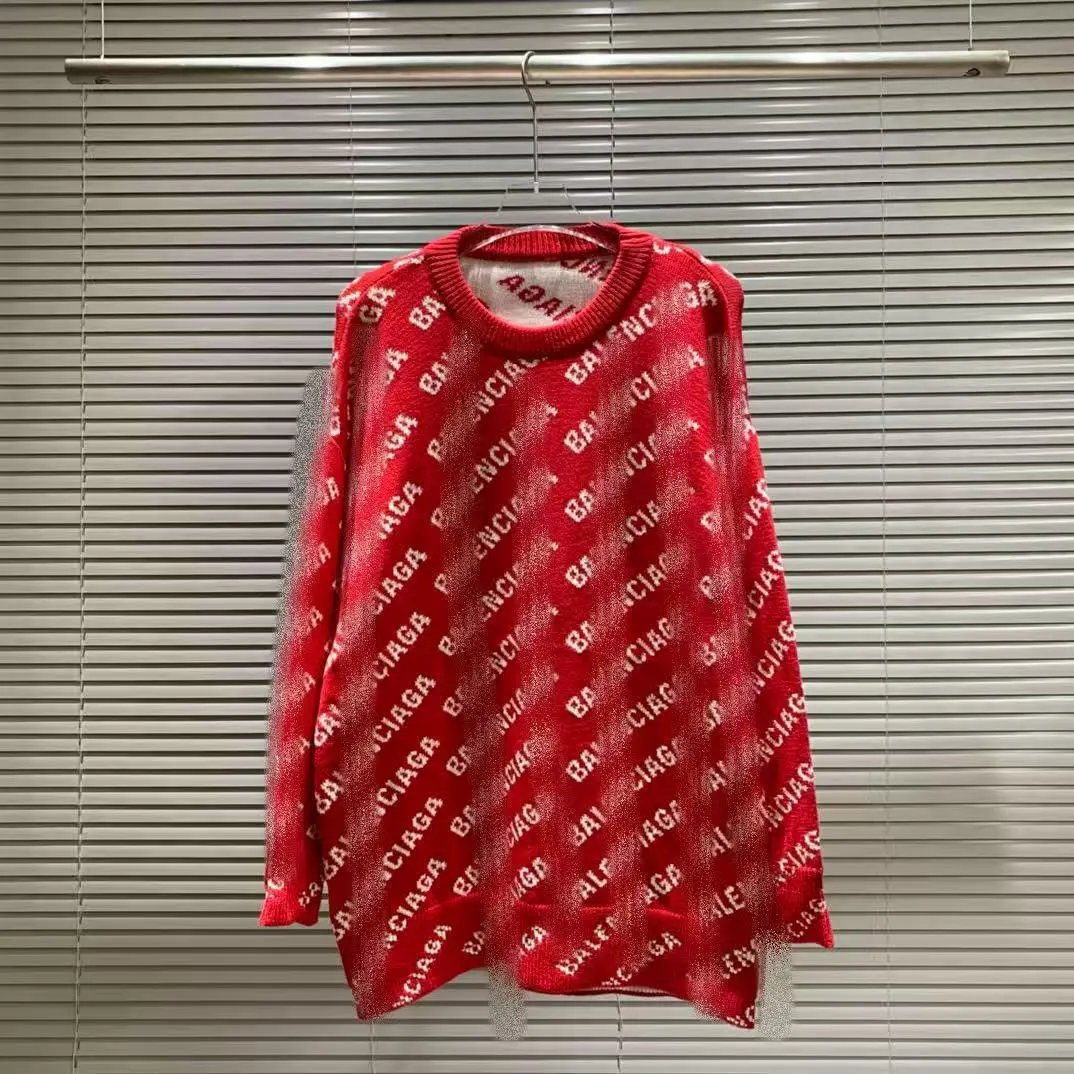 Balenciaga Logo Print Knit Sweater White - 9