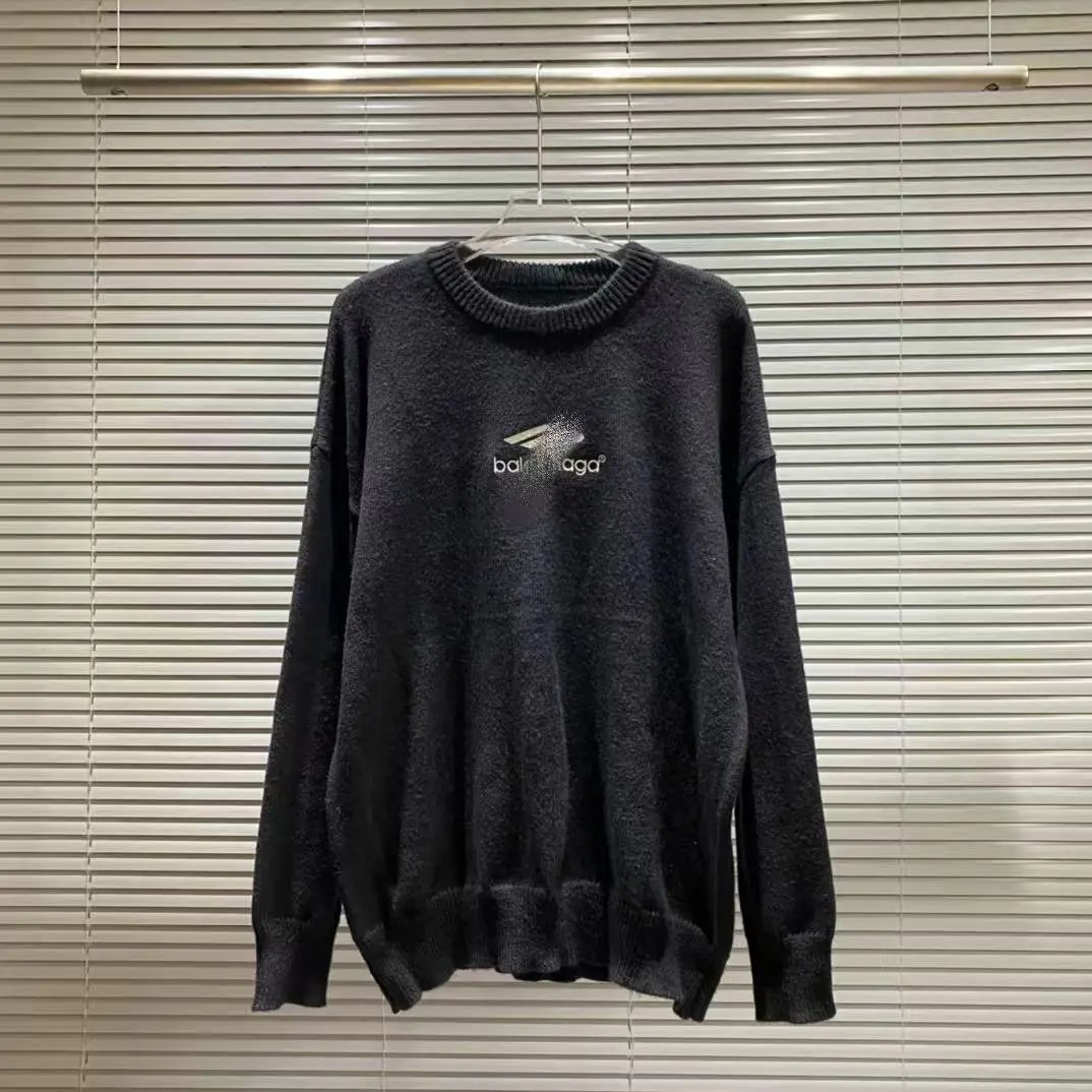 Balenciaga Logo Print Knit Sweater White - 6