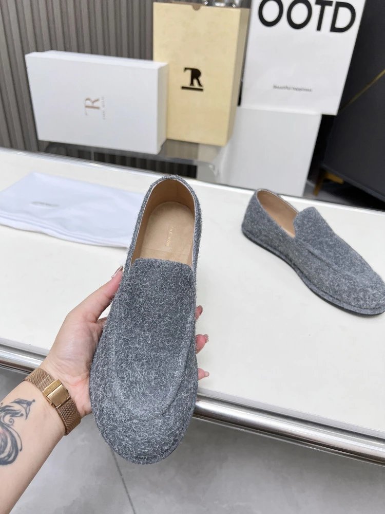 R Brand Suede Loafer Black Casual Shoes - 46