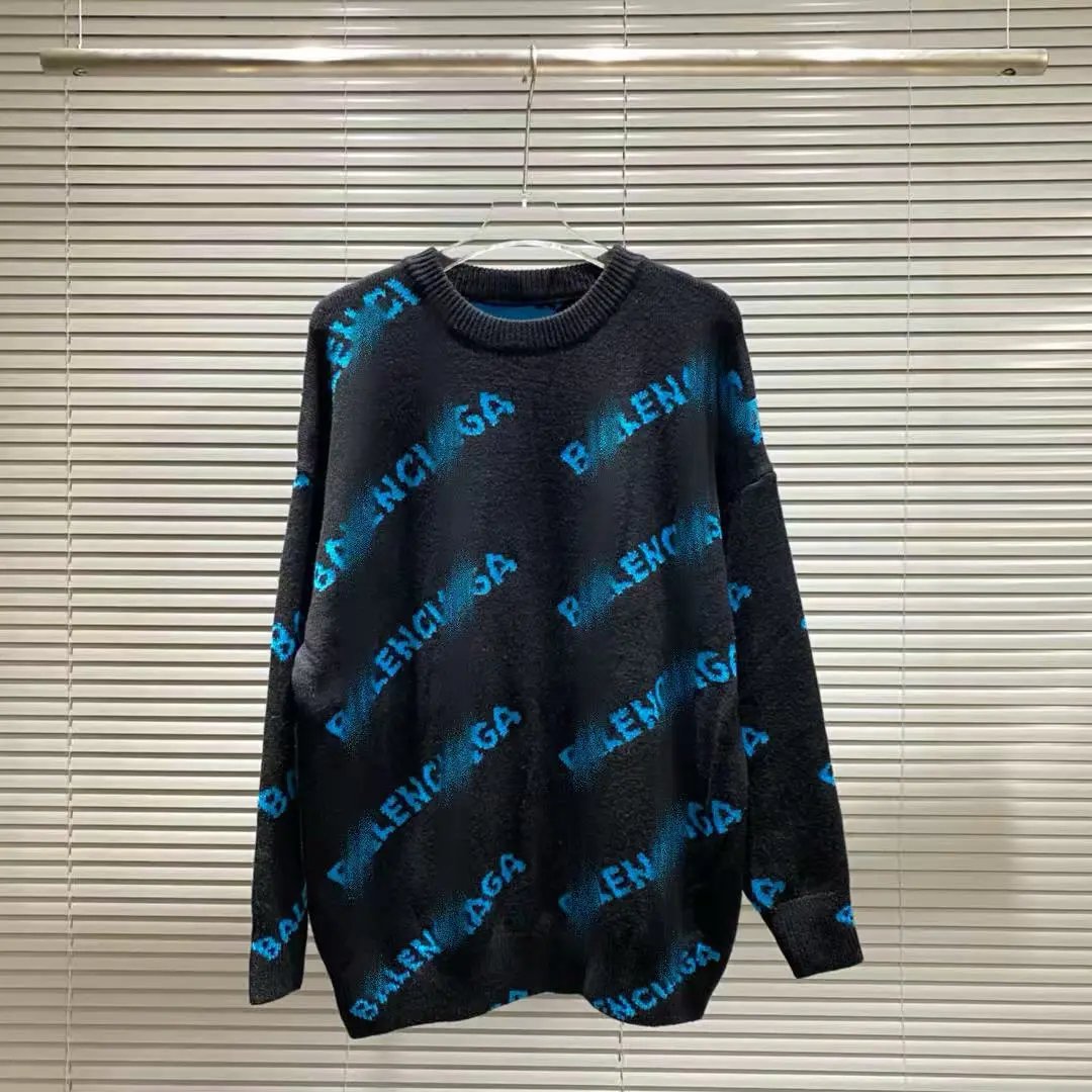 Balenciaga Logo Print Knit Sweater Black - 5