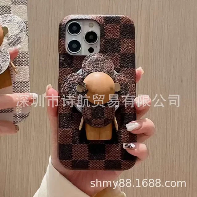 Unbranded Phone Cases Checkered Textured Case with Magnetic Flower Stand product detail image 6