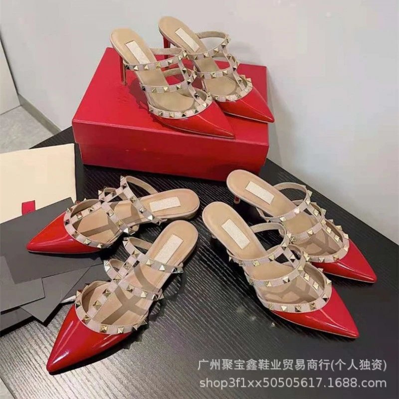 Unbranded High Heels Pointed-Toe Studded Mule Sandals image 3
