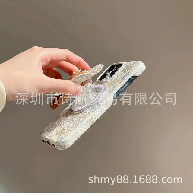 Unbranded Phone Cases Checkered Textured Case with Magnetic Flower Stand product detail image 9