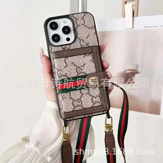 Unbranded Phone Cases Monogram-Print Card Holder Case with Shoulder Strap product detail image 2