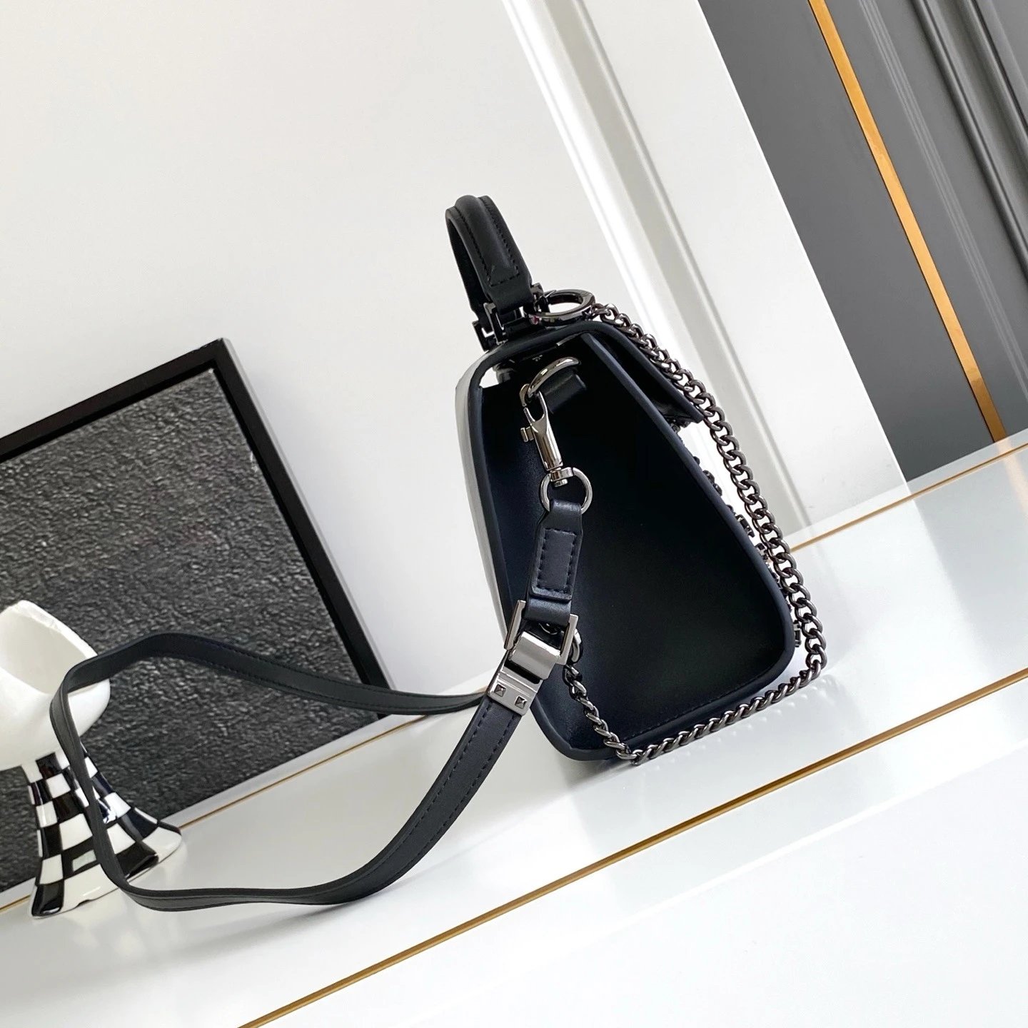 Valentino Garavani Rockstud Spike Gray Chain Shoulder Bag - 8
