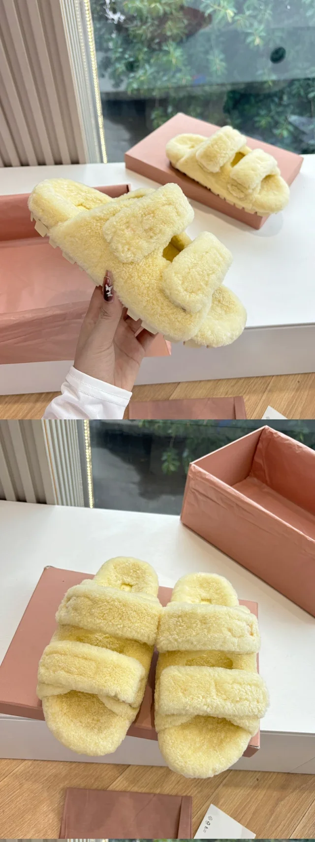 Unbranded Slippers Faux Fur Double-Strap Open-Toe product detail image 8