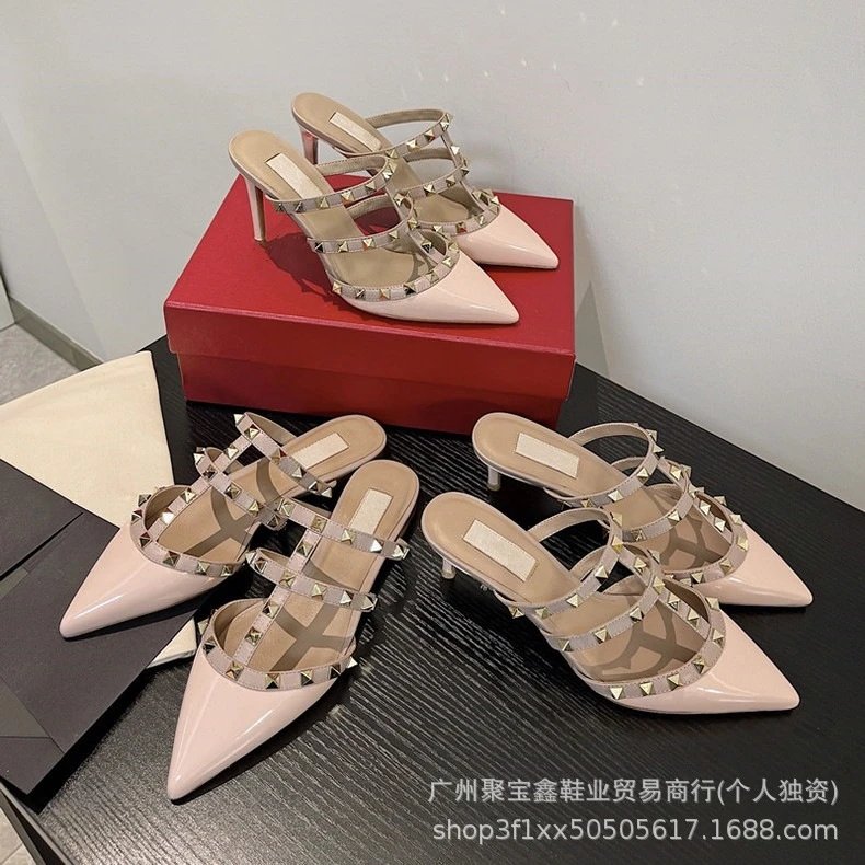 Valentino Rockstud Spike Pointed-Toe Mule Black Shoes - 9