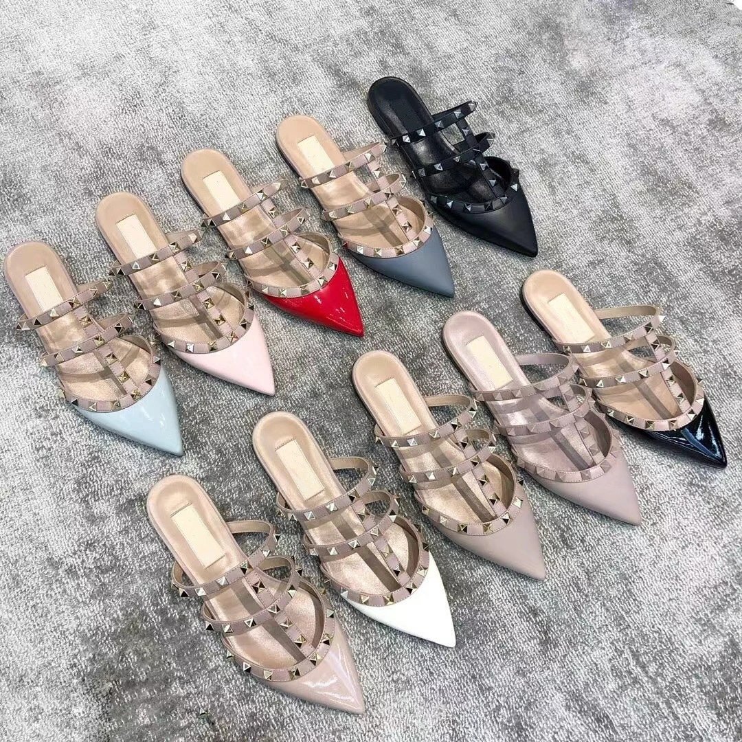 Valentino Rockstud Spike Pointed-Toe Mule Black Shoes - 11