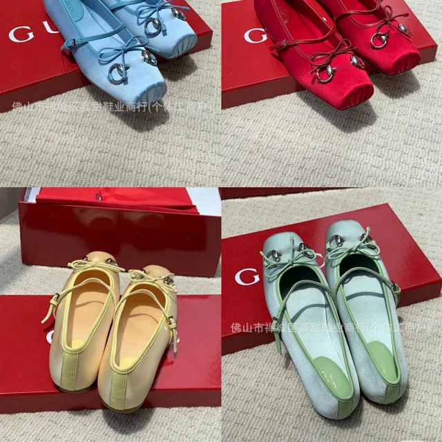 Gucci Casual Shoes Satin square-toe Mary Jane flats with bow and horsebit hardware product detail image 7