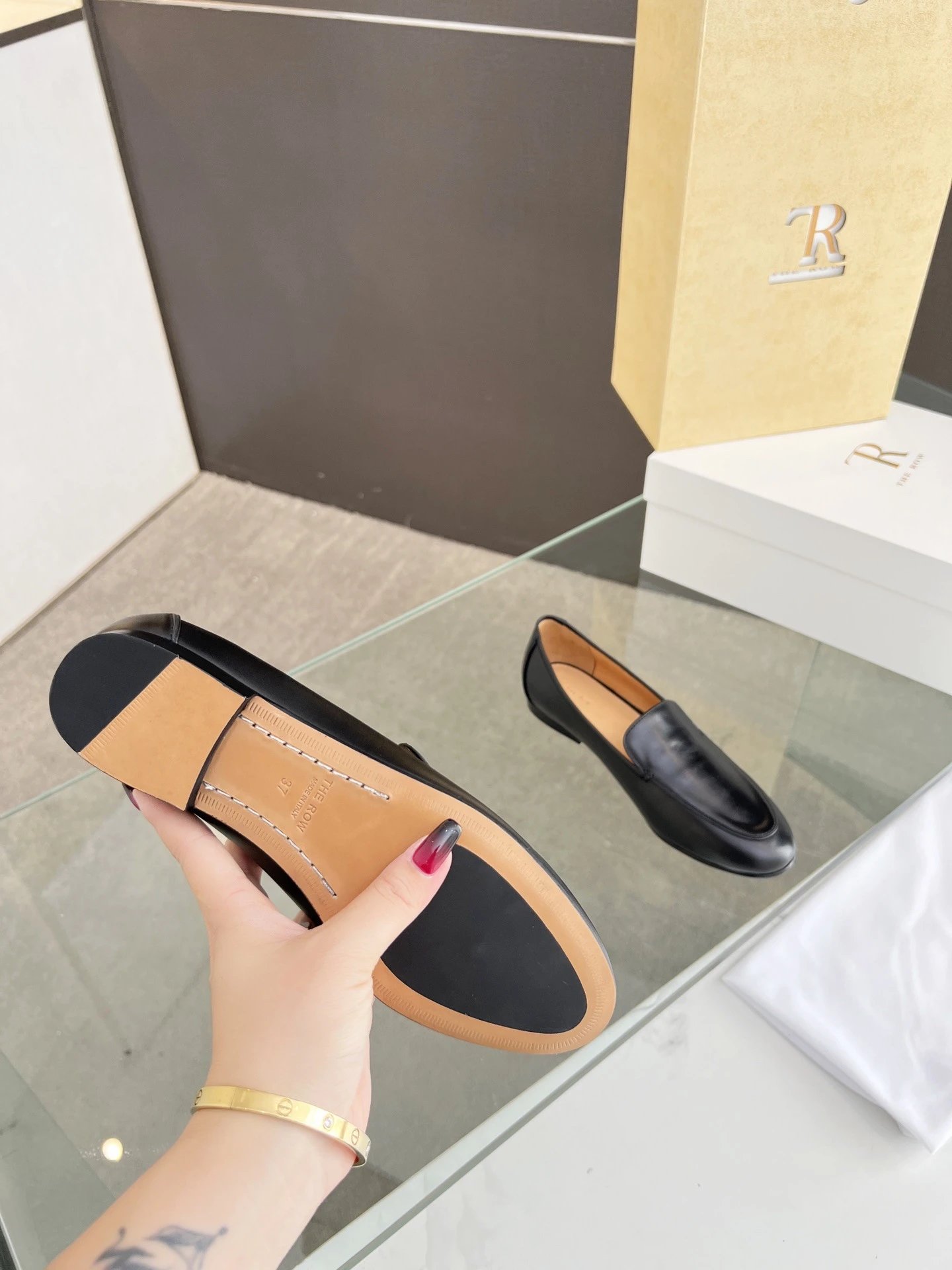 The Row Loafer Cream Leather Loafers - 8
