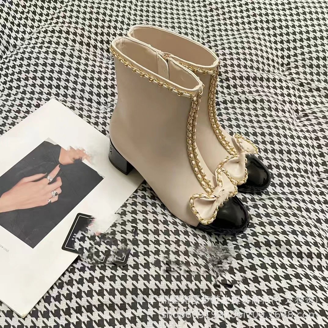 Chanel Combat Boots Black Leather Platform Lace-Up Boots - 18