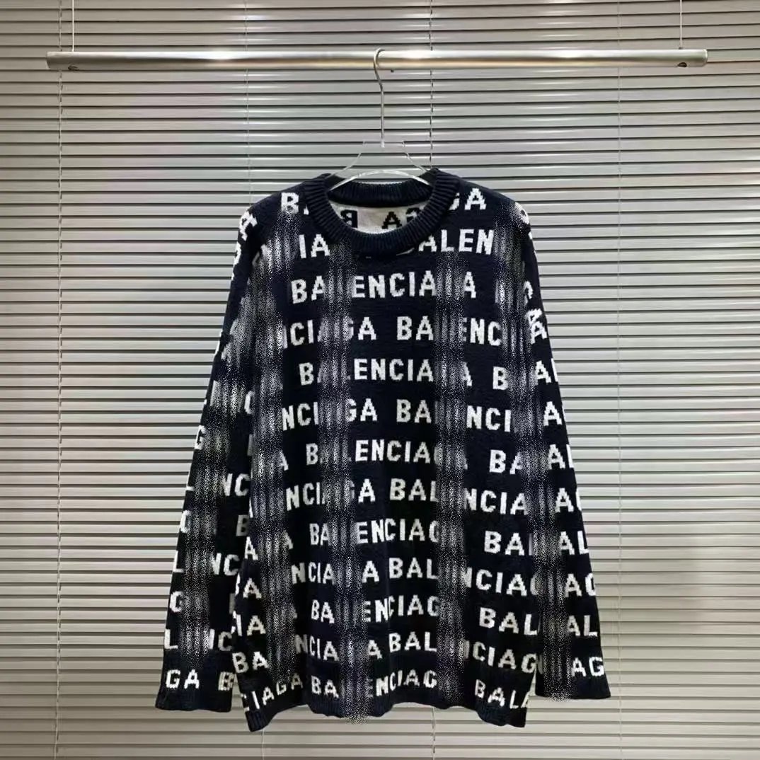 Balenciaga Logo Print Knit Sweater White - 12