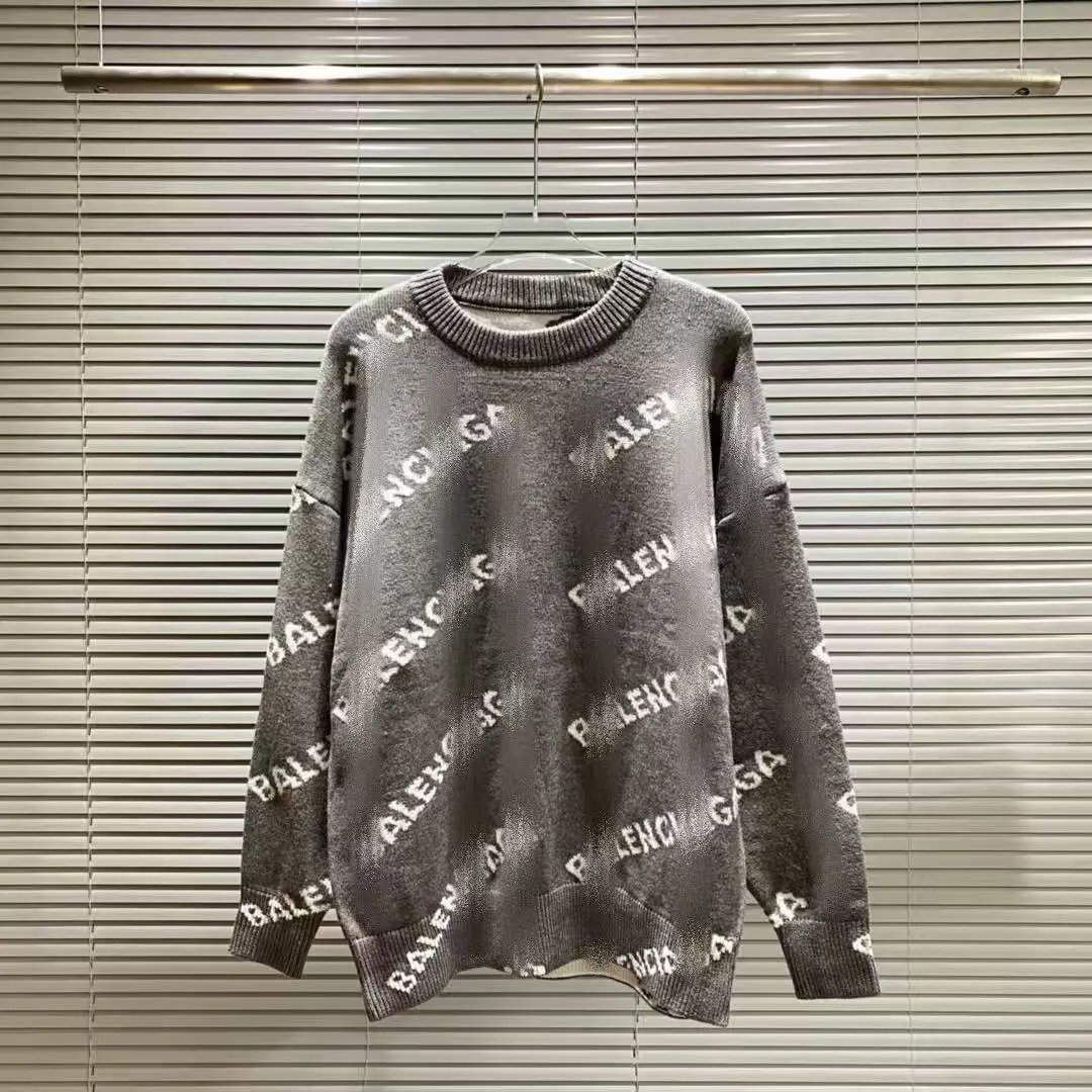 Balenciaga Logo Print Knit Sweater Black - 8