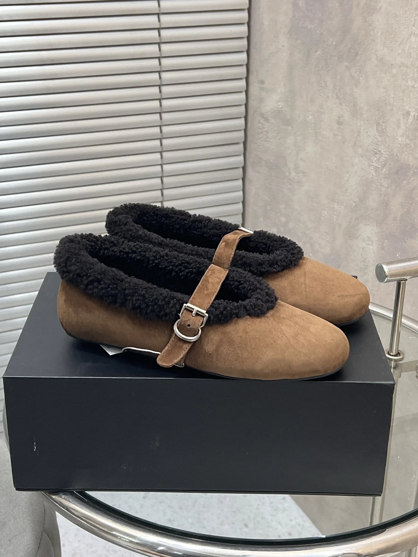 UGG Shearling-Trimmed Suede Mary Jane Loafers Beige - 3