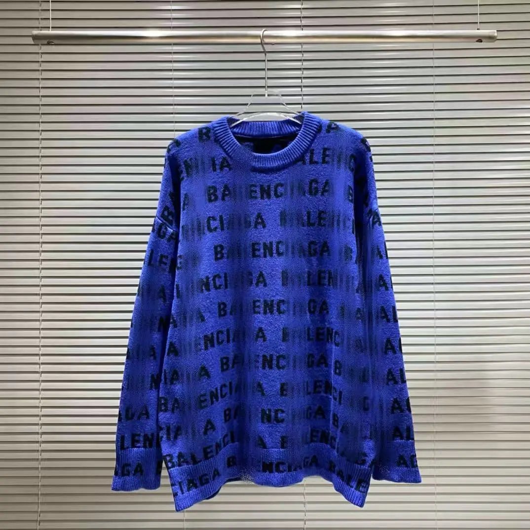 Balenciaga Logo Print Knit Sweater White - 10