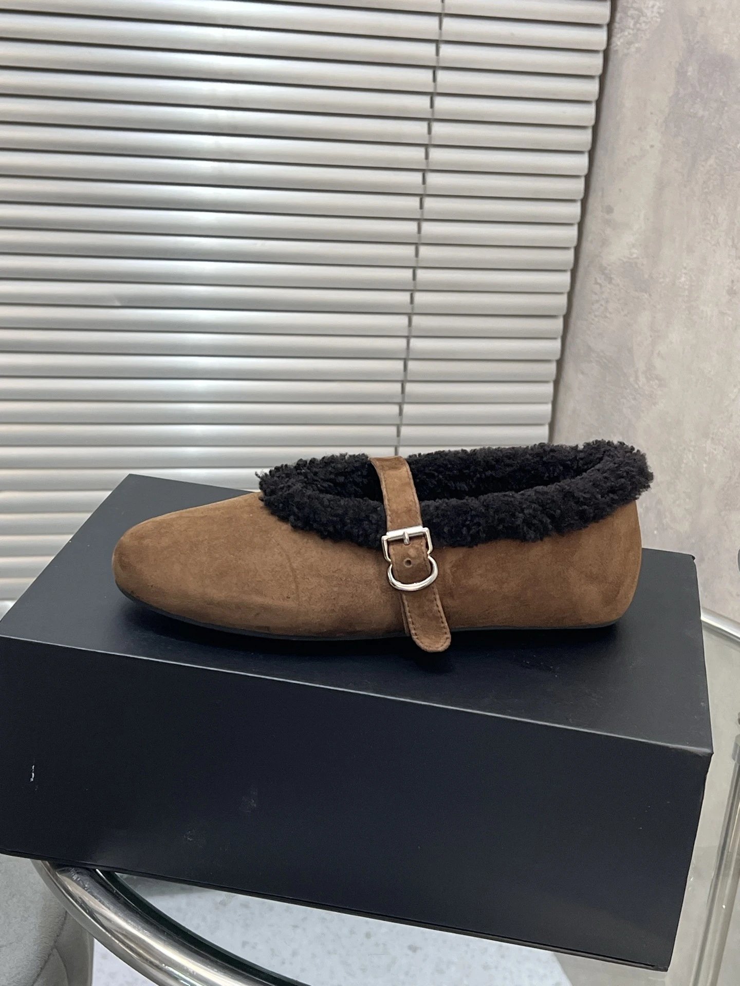 UGG Shearling-Trimmed Suede Mary Jane Loafers Beige - 7