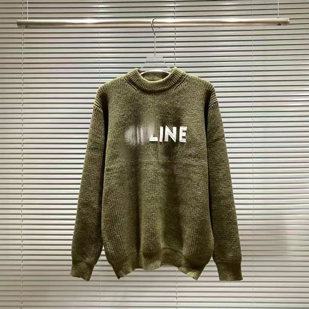 Celine Logo Embroidered Ribbed Knit Sweater Pink - 8