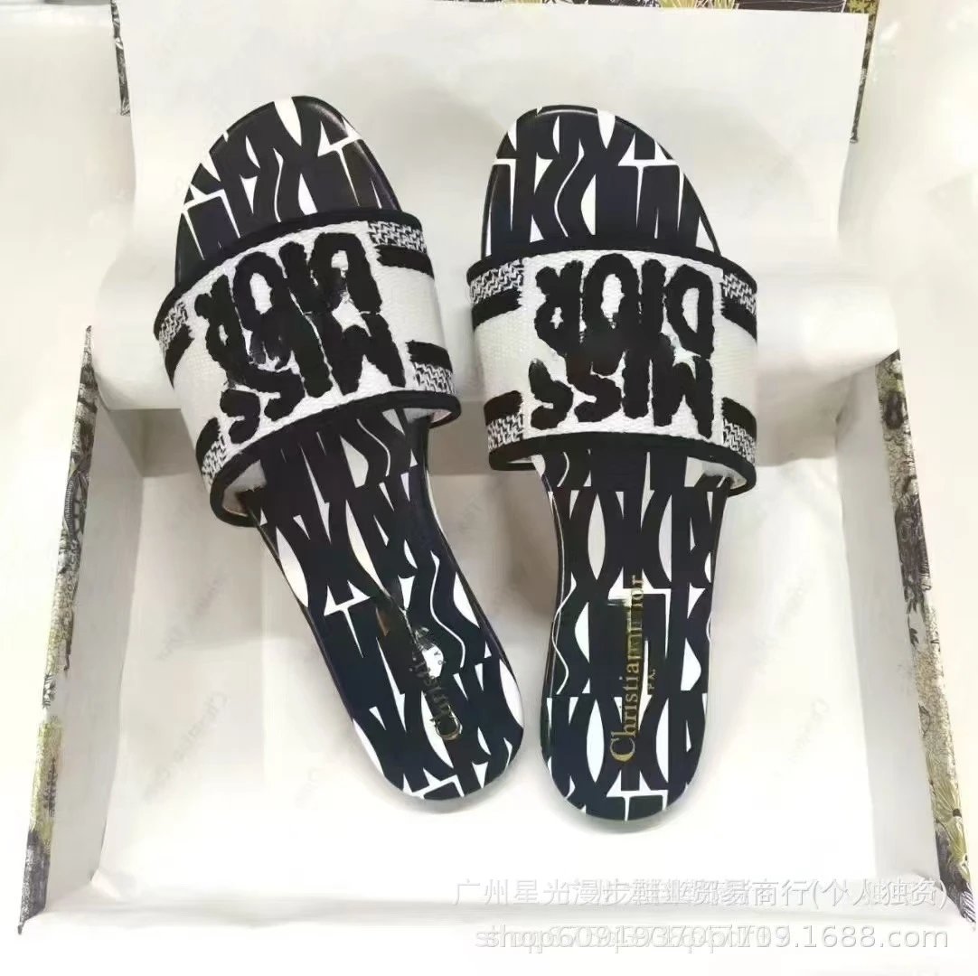 Dior Miss Dior Slide Sandals Turquoise and Neon Yellow - 7