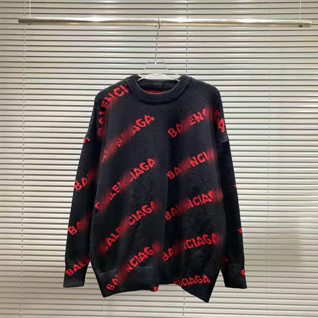 Balenciaga Logo Print Knit Sweater Black - 7