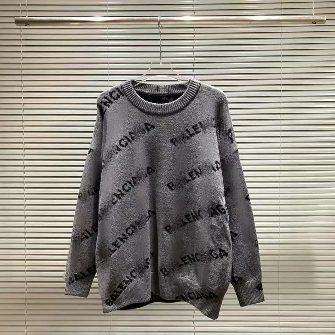 Balenciaga Logo Print Knit Sweater Black - 6