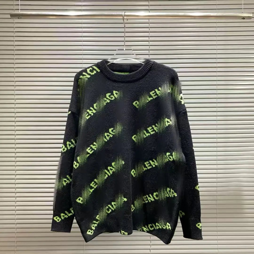 Balenciaga Logo Print Knit Sweater Black - 3